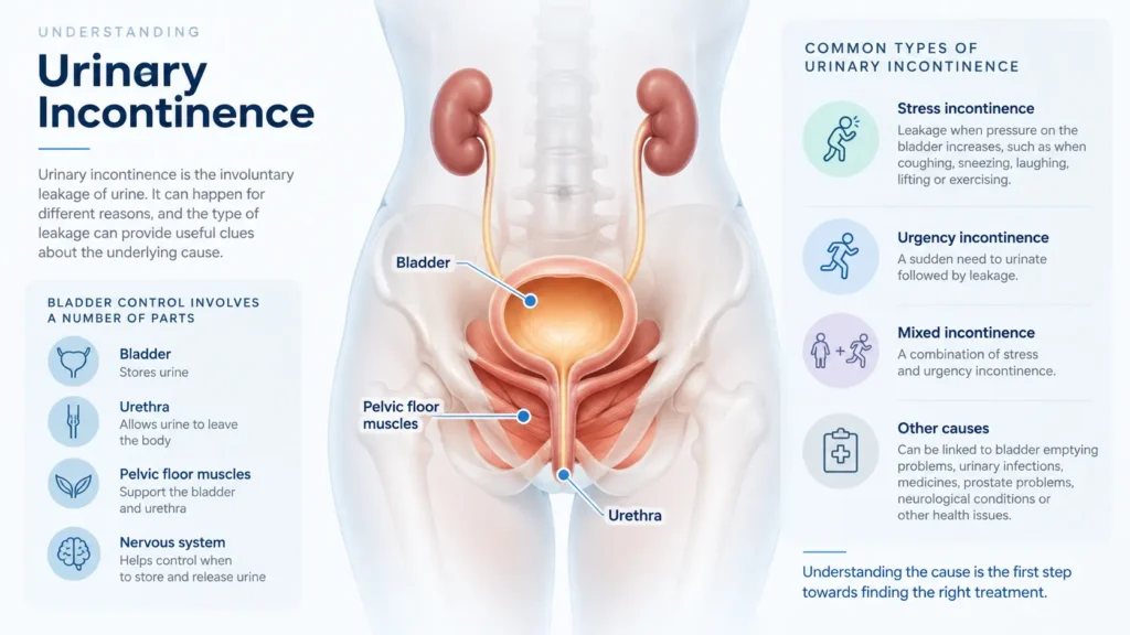 incontinence direct Plymouth infographic on urinary incontinence symptoms reasons and treatment options