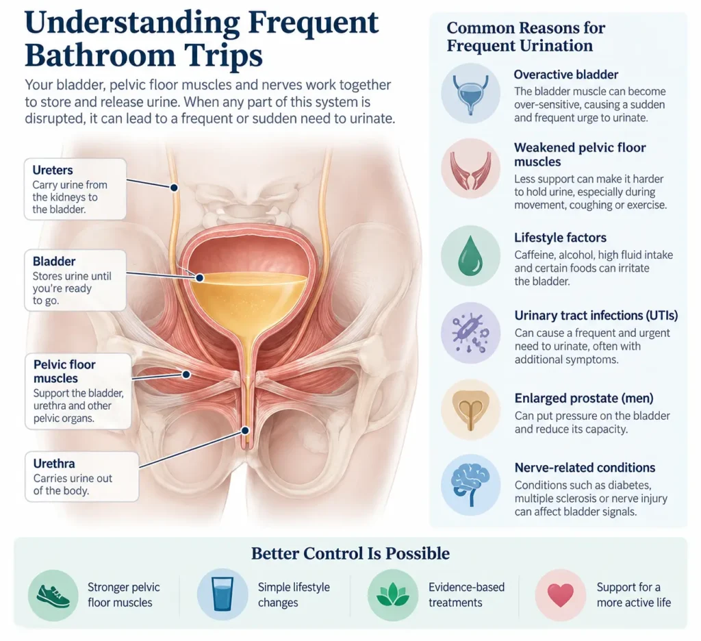 urinary incontinence symptoms and treatment options guide detailed infographics by incontinence direct Plymouth