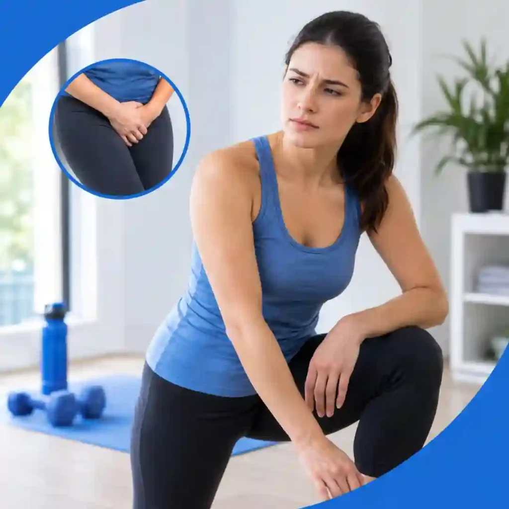 Pelvic-floor exercise Plymouth guidance for urinary leakage, focusing on correct muscle technique, relaxed breathing, muscle relaxation and seeking professional advice if symptoms worsen.